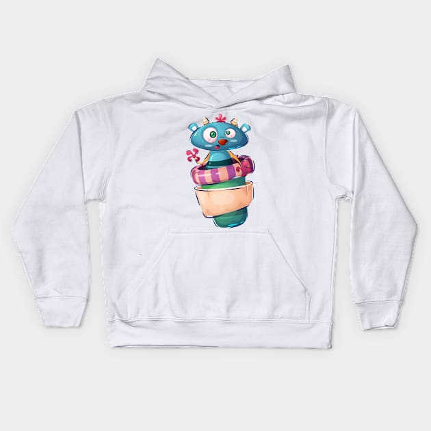 Funny cute Halloween monster cartoon Kids Hoodie by GiftsRepublic